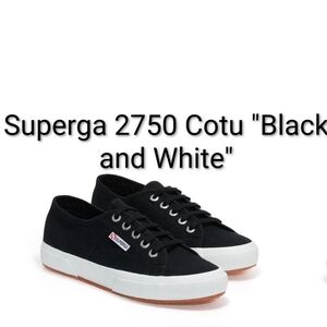 Superga 2750 Cotu Sneakers - Black and White Boys 4.5Y Girls 6 NWT BOX